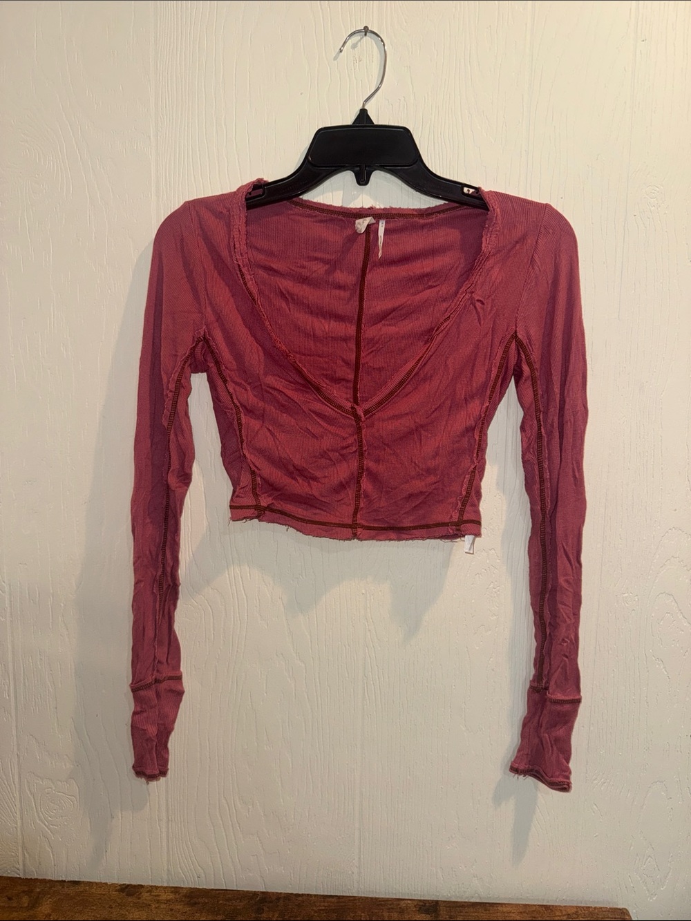 Urban Outfitters Mauve Long-Sleeve Cropped Top